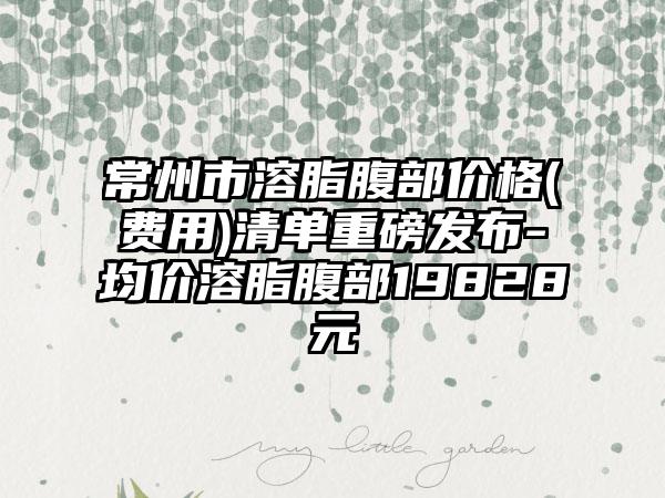 常州市溶脂腹部价格(费用)清单重磅发布-均价溶脂腹部19828元