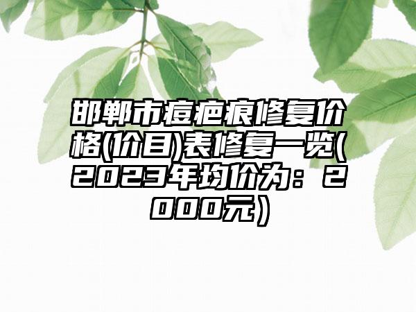 邯郸市痘疤痕修复价格(价目)表修复一览(2023年均价为:2000元)