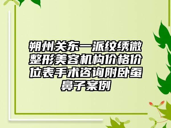朔州关东一派纹绣微整形美容机构价格价位表手术咨询附卧蚕鼻子案例