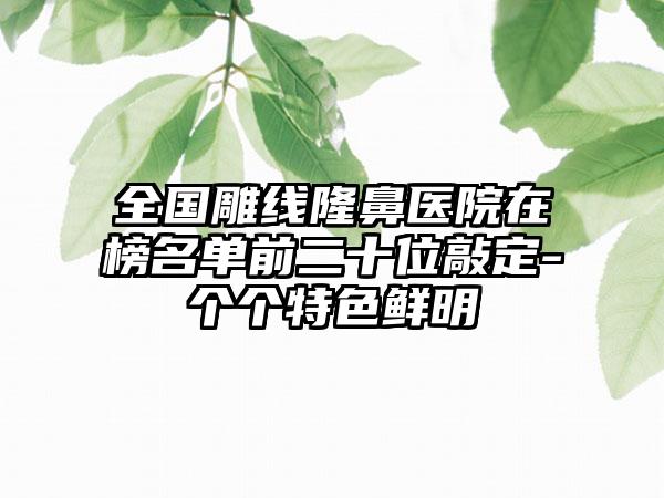 全国雕线隆鼻医院在榜名单前二十位敲定-个个特色鲜明