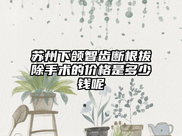 苏州下颌智齿断根拔除手术的价格是多少钱呢