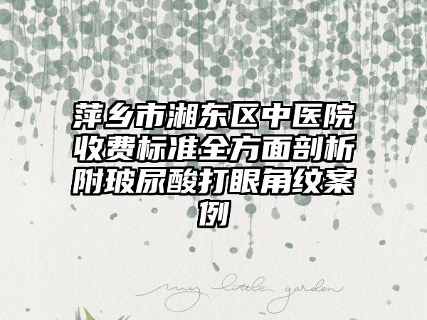 萍乡市湘东区中医院收费标准全方面剖析附玻尿酸打眼角纹案例