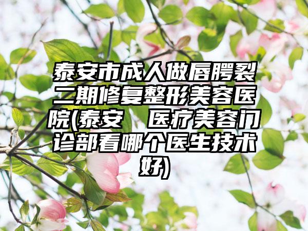 泰安市成人做唇腭裂二期修复整形美容医院(泰安洺渼医疗美容门诊部看哪个医生技术好)