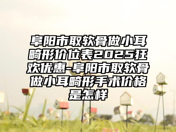 阜阳市取软骨做小耳畸形价位表2025狂欢优惠-阜阳市取软骨做小耳畸形手术价格是怎样