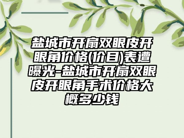 盐城市开扇双眼皮开眼角价格(价目)表遭曝光-盐城市开扇双眼皮开眼角手术价格大概多少钱