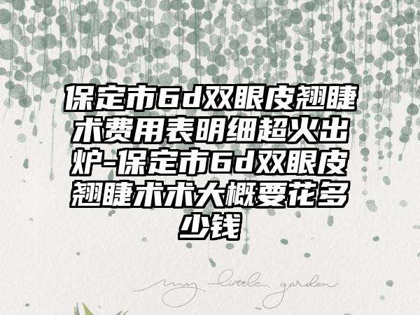 保定市6d双眼皮翘睫术费用表明细超火出炉-保定市6d双眼皮翘睫术术大概要花多少钱