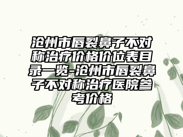 沧州市唇裂鼻子不对称治疗价格价位表目录一览-沧州市唇裂鼻子不对称治疗医院参考价格