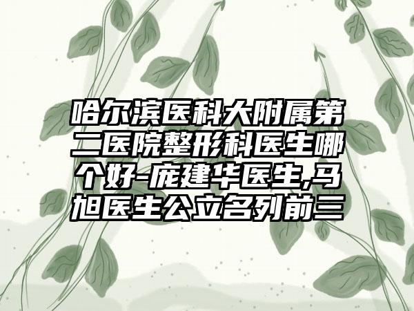 哈尔滨医科大附属第二医院整形科医生哪个好-庞建华医生,马旭医生公立名列前三