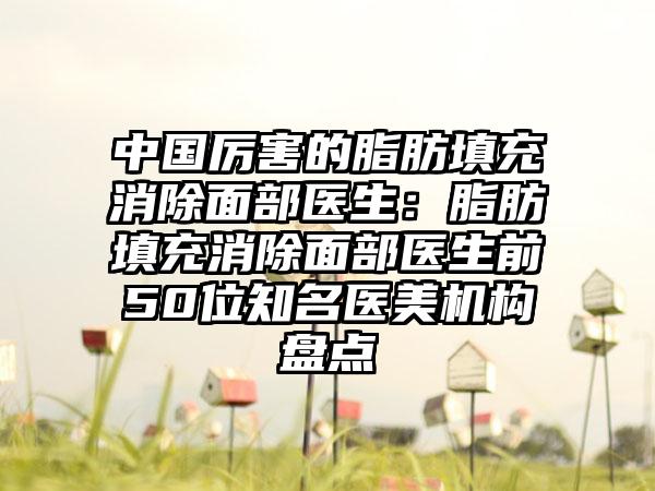 中国厉害的脂肪填充消除面部医生:脂肪填充消除面部医生前50位知名医美机构盘点
